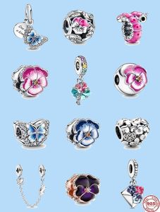 925 Charm kralen accessoires passen pandora charmes sieraden groothandel lente fijn roze bloemenvriend clip gekrulde rups rups kraal