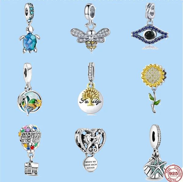 925 perles de charme accessoires fit pandora bijoux à breloques Bijoux Cadeau En Gros Tortue Tournesol Haltère Dangle