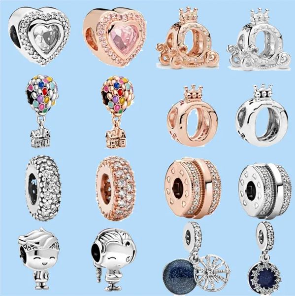 925 perles de charme accessoires fit pandora bijoux à breloques bijoux cadeau verre coeur ballon couronne classique mode Dangle