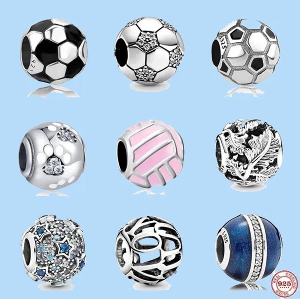 925 charm beads accesorios aptos pandora charms jewelry Dangle Charm Women Beads Regalo de joyería de alta calidad Venta al por mayor New Football Pendant Volleyball Bead