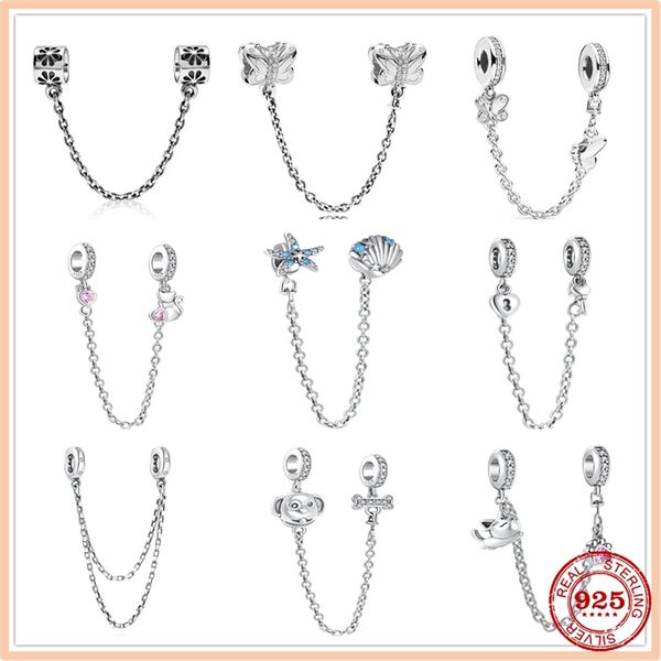 925 perles de charme accessoires fit pandora bijoux à breloques bijoux cadeau en gros brillant chien étoile de mer chat chaîne de sécurité