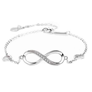 925 Bijoux Infinity Bracelet Réglable Pour Femme S925 Stlerling Argent 22cm Bracelets pour Cadeau De Fête