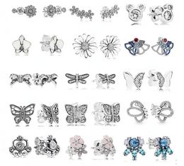 925 Pounds Silver New Fashion Charm pour Pandora 2023 Fan Boucles d'oreilles Shiny Daisy Series Bow Fashion Boucles d'oreilles