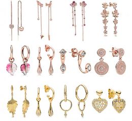 925 livres argent nouveau charme de mode pour Pandora 2023 or Rose série marguerite boucles d'oreilles ventilateur boucles d'oreilles mode tempérament boucles d'oreilles