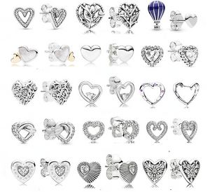 925 livres argent nouveau charme de mode pour Pandora 2023 amour série coeur entrelacé Noble coeur boucles d'oreilles boucles d'oreilles de mode