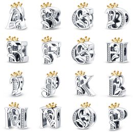 925 pond zilver nieuwe mode charme originele ronde kralen, 2023 nieuwe creatieve 26 Engelse alfabet kralen, compatibele Pandora armband, kralen