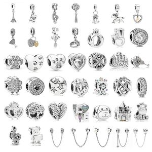 925 Pounds Silver New Fashion Charm Perles rondes originales, Amour, Griffe de chien, Avion, Couronne de la Forêt-Noire, Bracelet Pandora compatible, Perles