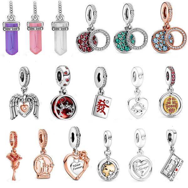 925 libras de plata New Fashion Charm Original Round Beads, New Year of The New Year Lucky Characters Launch New Product Hanging Beads, Compatible Pandora Bracelet, Beads