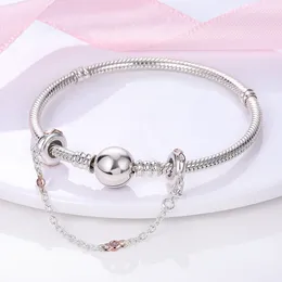 925 pond zilveren nieuwe mode charme veiligheidsketen, heldere en transparante zilveren kralen, compatibel met de originele Pandora -armband, handgemaakte sieraden
