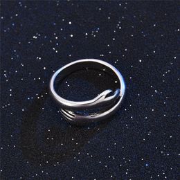 925 Puur Zilveren Ringen Knuffelen Handen Open Ring Sieraden voor Vrouwen Meisjes Jongen Man Verstelbaar