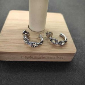 925 Pendientes de aro torcidos de plata retro Pequeño círculo Diamante Redondo Stud Ear Moda Mujeres Sello Cuerda de cáñamo Pendiente de lazo Joyería de fiesta R45T