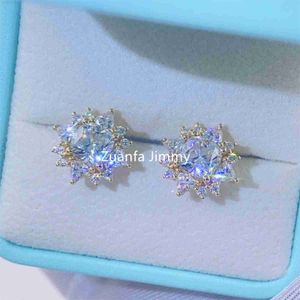 Boucles d'oreilles en argent massif 925 10k, bijoux glacés, certificats Gra, coussin 1ct Vvs Moissanite, boucles d'oreilles Hip Hop