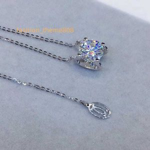 Colliers avec pendentifs en Moissanite D, en argent 925, 2 ct, excellente coupe, passe le Test de diamant rond VVS1, bijoux de déclaration