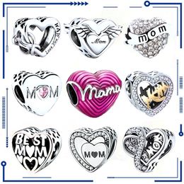 925 Silver 2022 Nouvelle série de maman en forme de coeur Mom Series Fashion Fashion Fit Original Pan charme Bracelet Silver Bijoux pour femmes Accessoires gratuits
