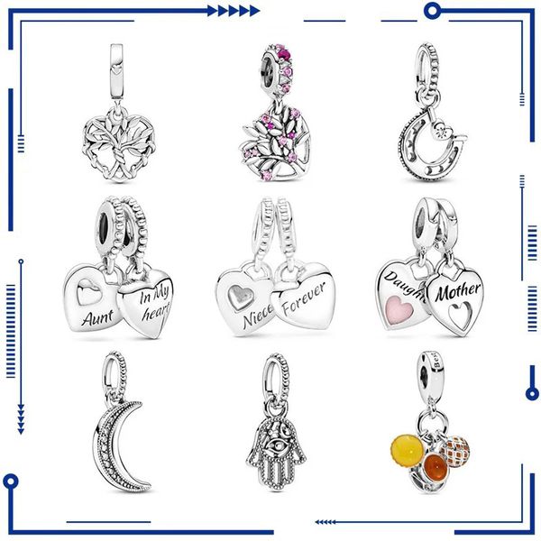 Pendentif arbre de vie en argent 925, breloque européenne en forme de cœur, adapté au Bracelet PAN, bricolage de bijoux pour femmes, livraison gratuite, nouvelle collection 2023