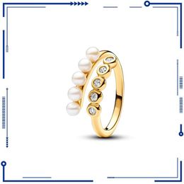 925 zilver 2024 Nieuwe 100% originele fabrieksmarkering Pave Pearl Ring Dames Fashion European Sieraden Valentijnsdag Gift gratis verzending