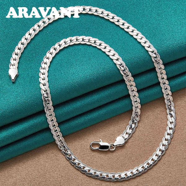 925 argent 6mm collier latéral complet 16/18/20/22/24 pouces chaîne pour hommes femmes mode bijoux de mariage