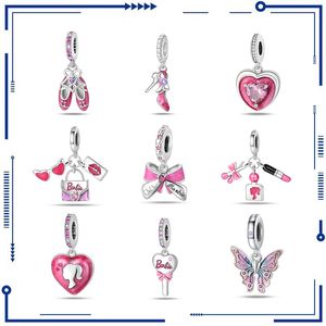 925 Silver Barbie Pink Girl Heart Nouveau bricolage Bijoux Accessoires Bracelets, Perles suspendues en gros de la livraison gratuite pour le commerce extérieur