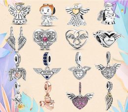 925 Silver Bead Fit Charms Charm Blacelet Angel Heart Charms Angels Wing God of Love Feather Charmes Ciondoli Diy Fine Beads Jewelry6545154