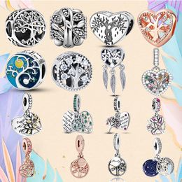 925 Cuentas de plata encajan Charms Pandora Charm Bracelet Tree Of Life Lucky Charm Dream Catcher Heart Family charmes ciondoli DIY Fine Beads Jewelry