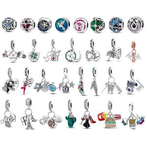 Cuentas de plata 925 aptas para pulsera Pandora, cuentas de libélula, dijes de pájaros, ciondoli, joyería de cuentas finas DIY