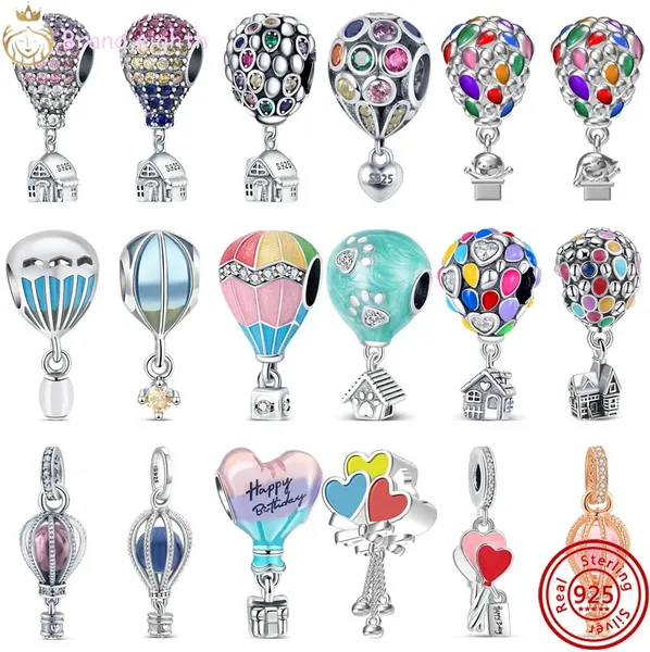 925 perle en argent fit breloques Pandora bracelet à breloques ballon à air maison breloques en verre de Murano ciondoli bricolage perles fines bijoux