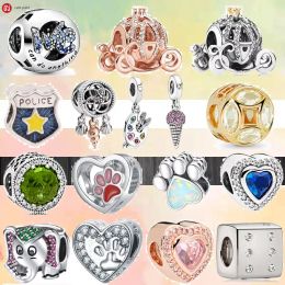 925 dijes de cuentas de plata aptos para pandora charm 925 Pulsera Helado Colgante Circón Amor Corazón Garra de perro Elefante conjunto de dijes Colgante DIY Granos finos Joyería