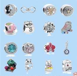 925 abalorios de plata se ajustan al abalorio de pandora Dangle Cup Cat Charms Bead Women