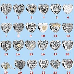 925 zilveren kralen Charms Fit Pandora Charm Love Heart Series Key Pentagram Bow Beads