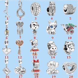 Breloques en perles d'argent 925 pour breloque pandora Trois pièces de plumes tombantes Pendentif chaîne de chaussure