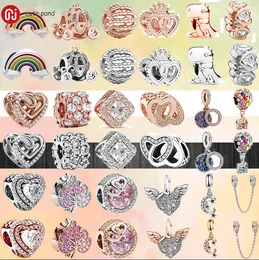 925 zilveren kralen bedels passen pandora bedel Rose Goud Zilver Kleur Koets Hart Engel Vleugels bedel set