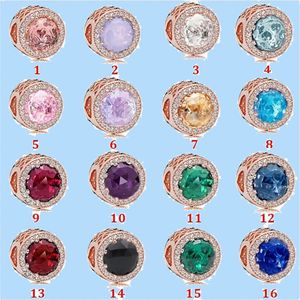 925 perles en argent breloques fit pandora charme opale rose or rose bleu série chaîne pendentif perles amour coeur bleu Crysta charme pour bricolage