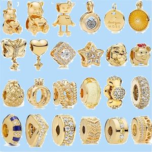 925 zilveren kralen Charms Fit Pandora Charm Gold Letter Crown Machine Sister Fixed Buckle -serie DIY