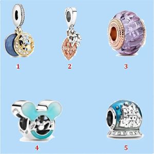 925 zilveren kralen Charms Fit Pandora Charm Gold Starry Sky Pendant Purple Glass Bead String Pendant