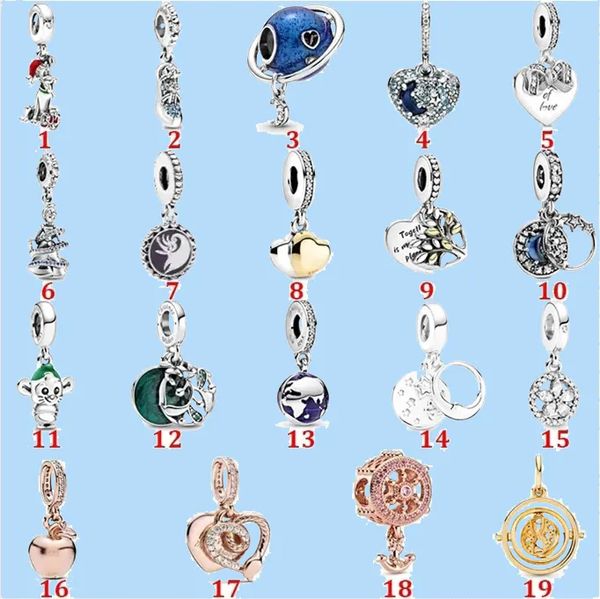 925 abalorios de plata se ajustan al abalorio de pandora Earth Crescent Dark Blue Moon Sky Apple Style Beads Love Heart Blue