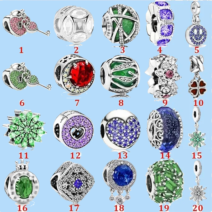 925 Серебряные бусины очарование подходит Pandora Charm Green Crown Снежолока Стеклянная бусинка Cat Clover