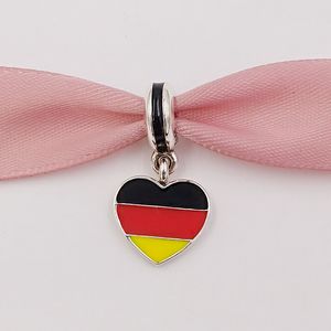 Cuentas de plata 925 con colgante de bandera de corazón de Alemania, se adapta a pulseras de joyería de estilo Pandora europeo, collar para fabricación de joyas 791545ENMX AnnaJewel