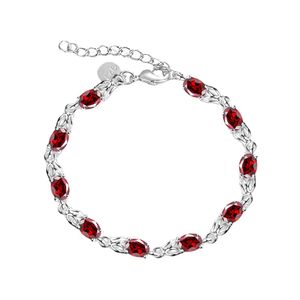 925 Bracelets En Argent Pour Femmes Sauvage Rouge Cristal Chaîne De Mode Dame De Mariage Fête De Noël Cadeaux Bijoux