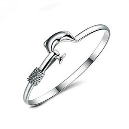 Brazalete de plata 925, pulsera de delfín de malla noble fina, joyería de moda GA150264H