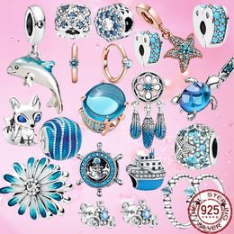 925 Charm bead fit Pandora Charms Bracelet Blue Lantern Sun Pendant LOVE Family Forever charmes ciondoli DIY Fine Beads Jewelry
