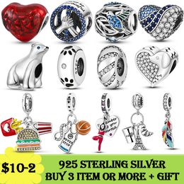 925 Silver Charm bead fit Pandora Charms Bracelet Heart Clothes Basketball Infinite Infinity Peace charmes ciondoli DIY Fine Beads Jewelry