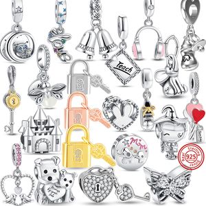 Abalorio de plata 925 compatible con Pandora Charms pulsera colgante llave botella de leche Firefly charmes ciondoli DIY cuentas finas joyería