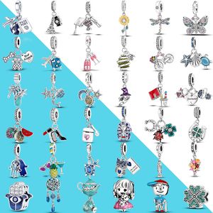 925 Granos del encanto de plata cuelgan Avión Girasol Mariposa Mascota Graduación Granos de verano Grano Fit Pandora Charms Pulsera DIY Accesorios de joyería