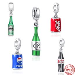 925 zilveren charme kralen bengelen bier blauw rood kan cola hanger kraal fit pandora charmes armband Desy sieraden accessoires