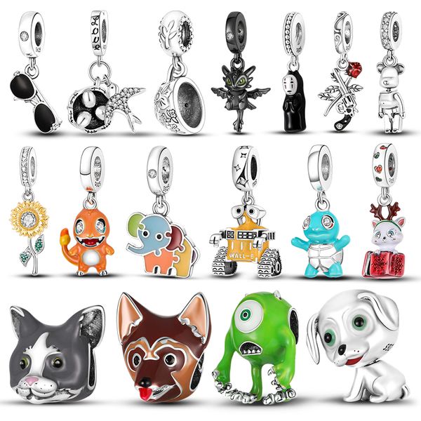 925 argent perles breloque balancent couleur dessin animé personnage animal de compagnie perle ajustement Pandora bracelet à breloques bijoux à bricoler soi-même accessoires