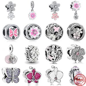 925 zilveren charm kralen bengelen bloembloem Fairy Butterfly Bead Fit Pandora Charms Bracelet Diy Sieraden Accessoires