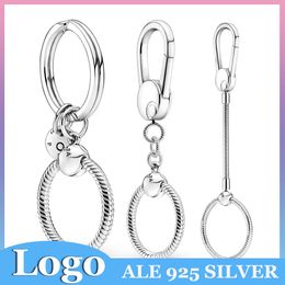 Cuentas colgantes de plata 925, llavero colgante, bolso pequeño mediano, soporte para abalorios, llavero, abalorio compatible con Pandora, pulsera de abalorios, accesorios de joyería DIY