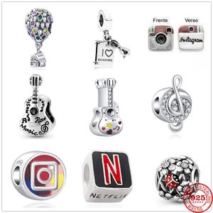 925 Argent Charme Perles Balancent Nouveau Ballon Guitare Notes Jardin Spirituel Perle Fit Pandora Charmes Bracelet DIY Bijoux Accessoires