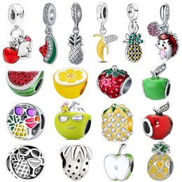 925 perles de charme en argent balancent nouveau mignon Fruit banane pomme ananas perle Fit Pandora bracelet à breloques bijoux à bricoler soi-même accessoires