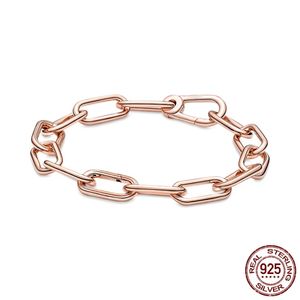925 Silver Charms Bangle Rose Gold Real 925 Silver Beads Fit Pandora Bracelet 237G